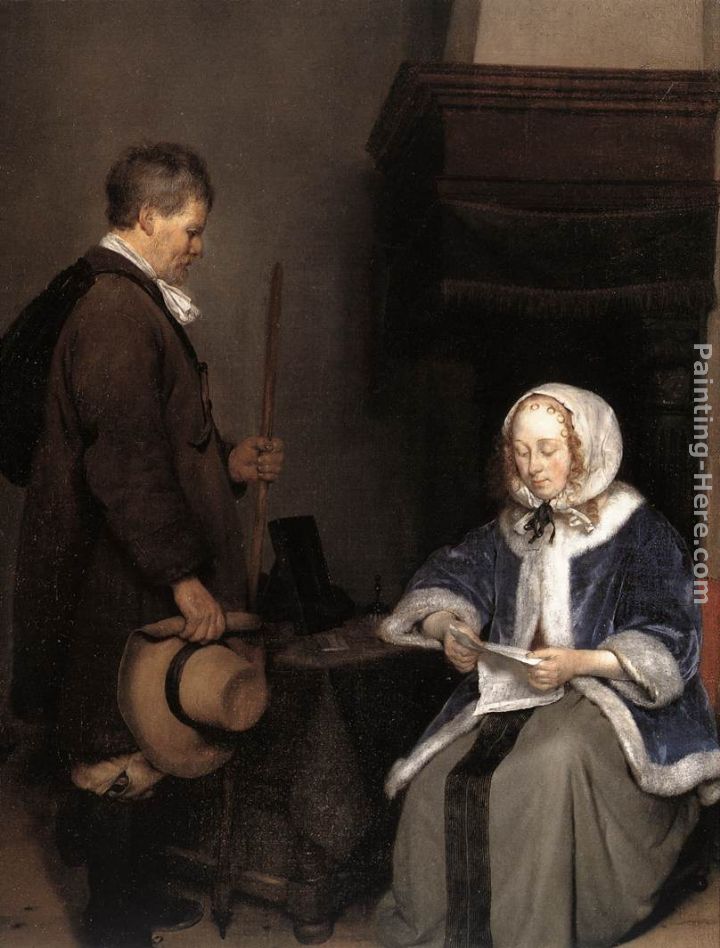 Lady Reading a Letter (detail) painting - Gerard ter Borch Lady Reading a Letter (detail) art painting